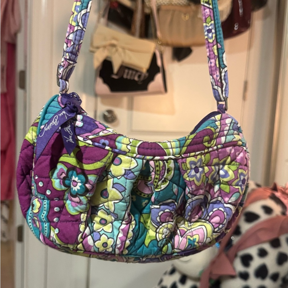 Vera Bradley Purple and Green Floral Shoulder Bag